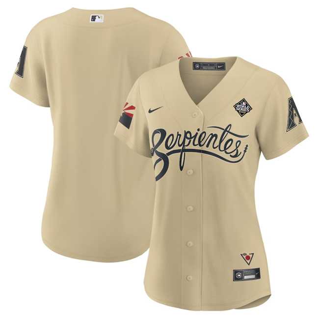 Womens Arizona Diamondbacks Blank Gold 2023 World Series City Connect Stitched Jersey(Run Small) Dzhi->->MLB Jersey